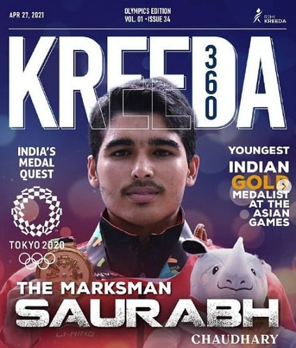 Saurabh Chaudhary featured on the cover of Kreeda 360