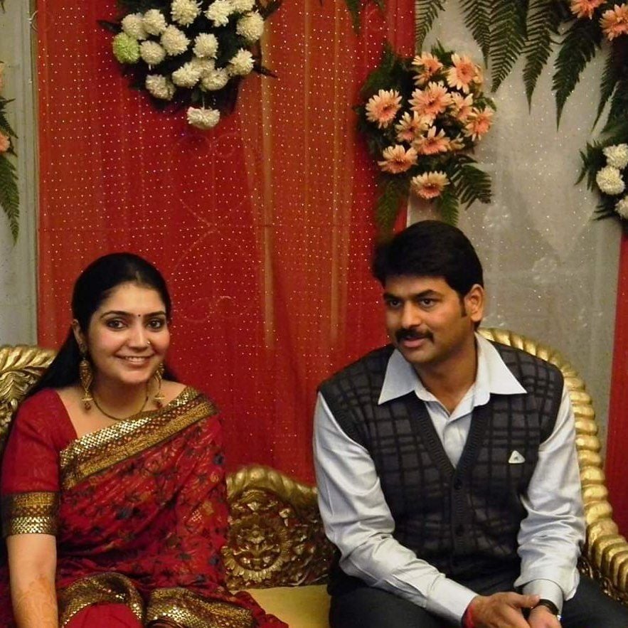 Saurabh Dwivedi with his wife Gunjan on their engagement day