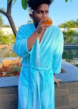 Saurabh Ghadge while enjoying orange juice