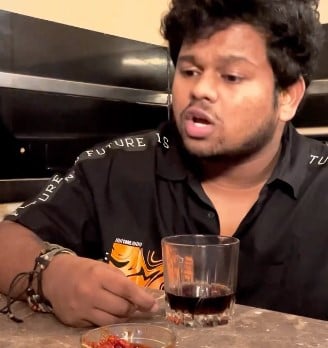 Saurabh Ghadge while enjoying an alcoholic beverage