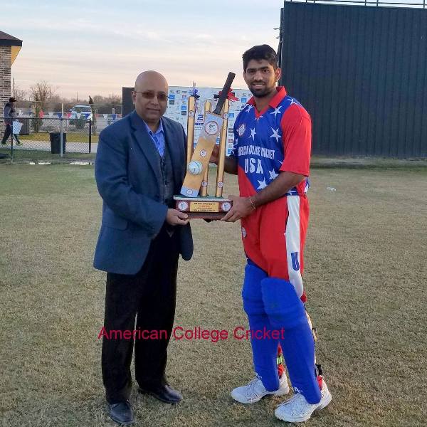 Saurabh Netravalkar playing club level cricket in the USA