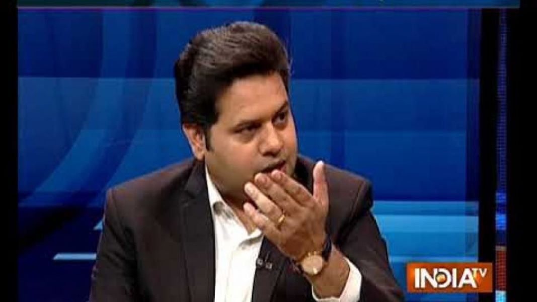 Saurav Sharma hosting a news show on India TV