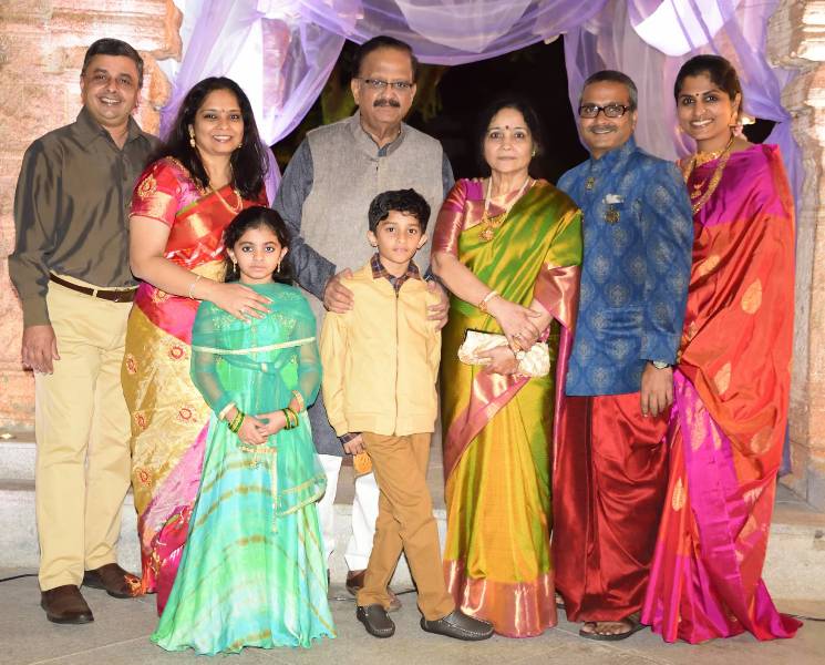 Savithri with her husband S. P. Balasubrahmanyam and other family members