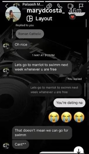 Screenshot of alleged chat between Mary D