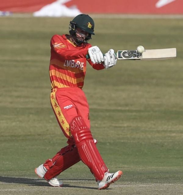 Sean Williams playing a shot during a cricket match