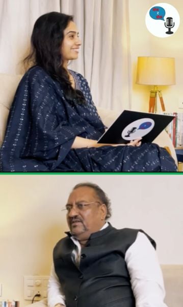 Seepi Jha in a still from the podcast with the Indian screenwriter Sanjay Masoom