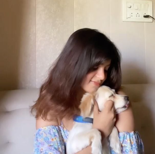 Sehaj Rajput with her pet dog Heer