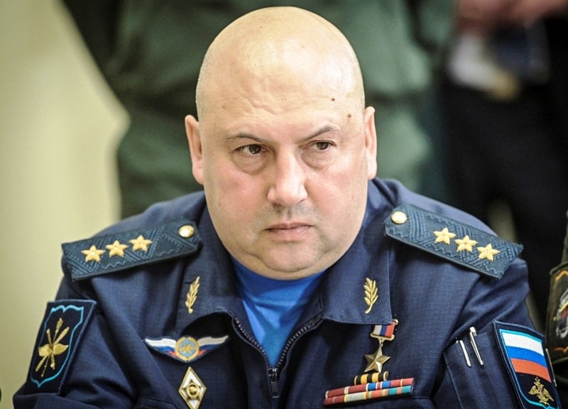 Sergei Surovikin at a meeting while serving as the commander of the Russian Aerospace Forces