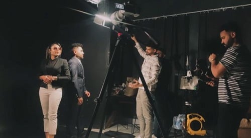 Sewak Cheema while shooting for a song