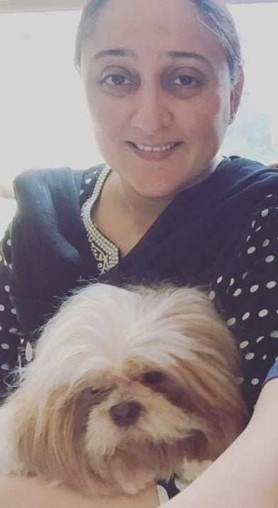 Shaheen Banu with pet dog