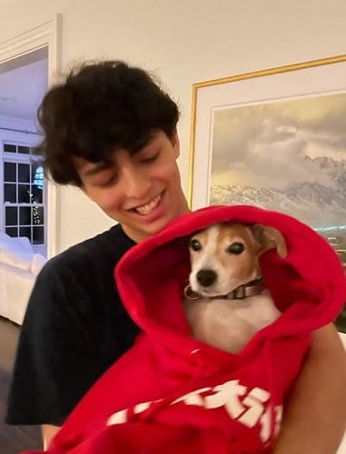Shai Fruchter with his pet dog