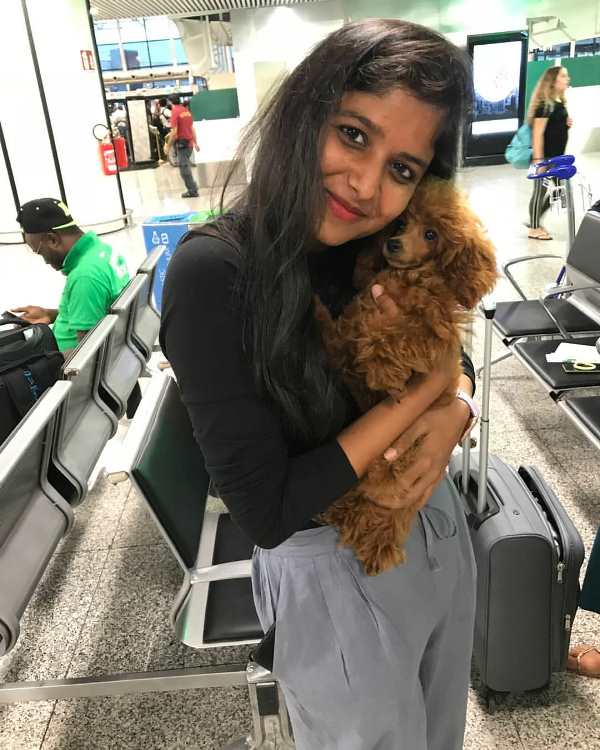 Shalini Kondepudi with a dog