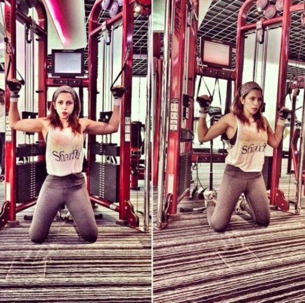 Shama Sikander while working out in the gym