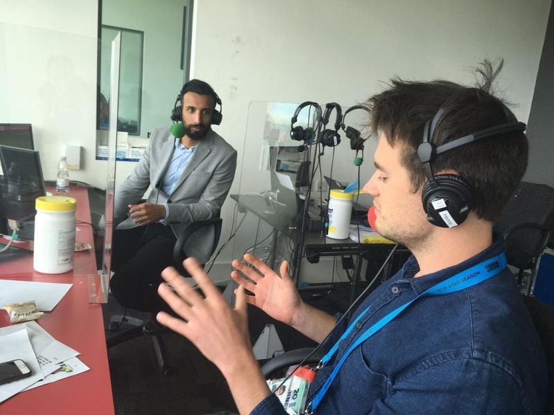 Shan Masood (left) while doing commentary in a match