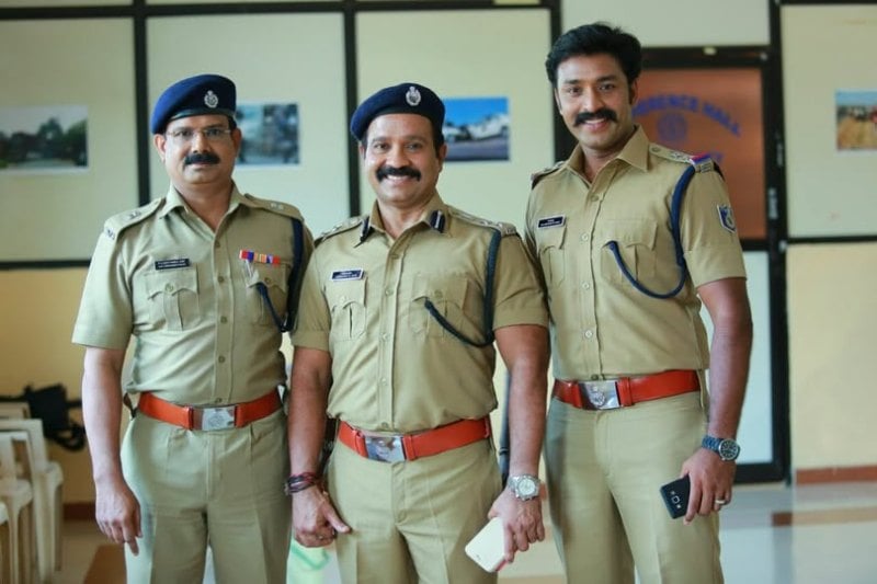 Shanavas Shanu (extreme right) during the shoot of the film 