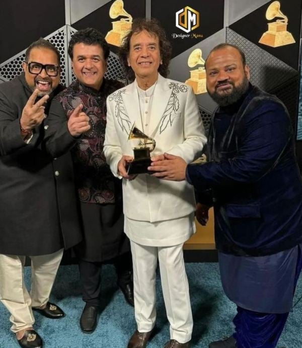 Shankar Mahadevan, along with other band members, at the 66th Annual Grammy Awards