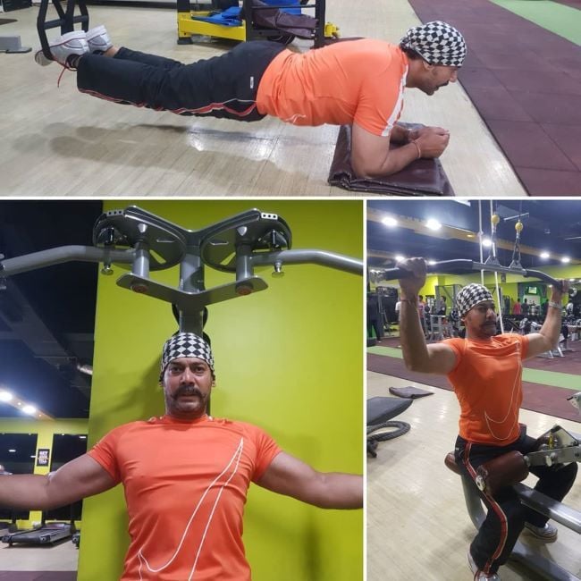 Shantanu S. Moghe working out in the gym