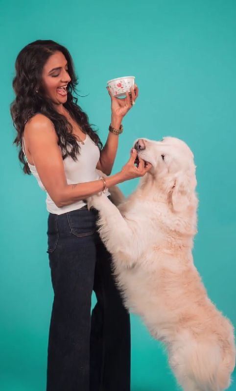 Shantipriya with her dog Danny