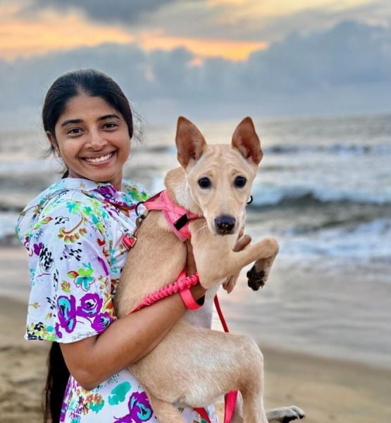 Sheela Rajkumar with her pet dog
