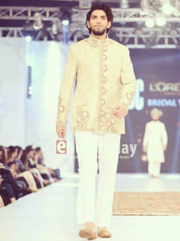 Sheharyar Shahid while walking the ramp at a fashion show