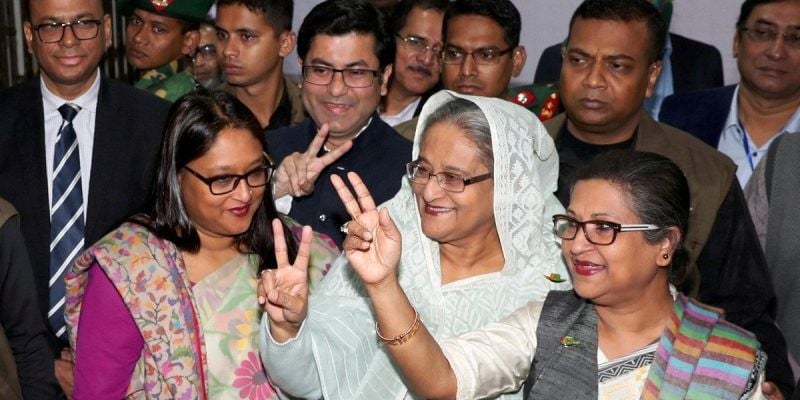 Sheikh Hasina after winning the Bangladeshi general elections in December 2018