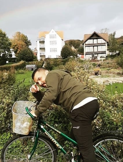 Shekhar Jyoti Goswami while riding a cycle