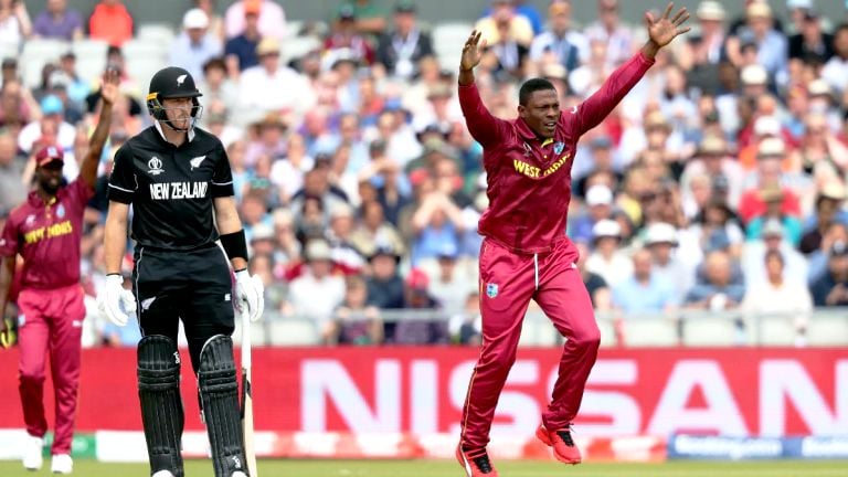Sheldon Cottrell in a match against New Zealand
