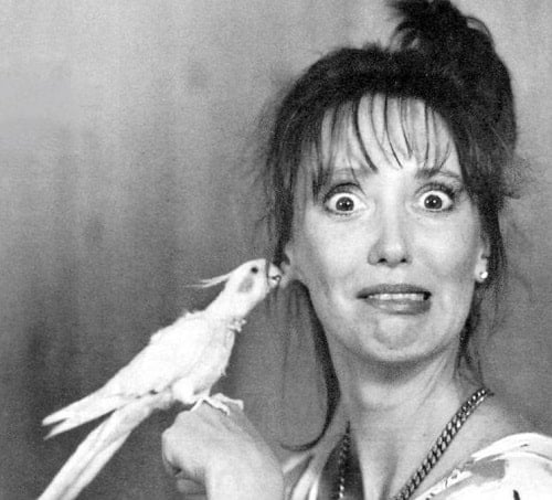 Shelley Duvall with her pet bird