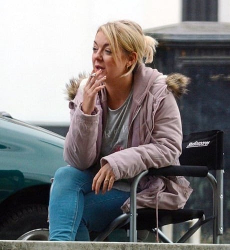 Sheridan Smith smoking a cigarette