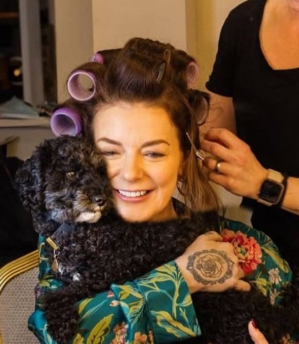 Sheridan Smith with her pet dog