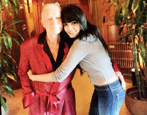 Sherlyn Chopra with Hugh Hefner