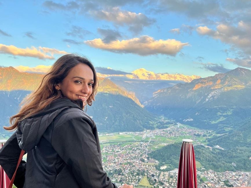 Shibani Gharat in Switzerland for mountain climbing