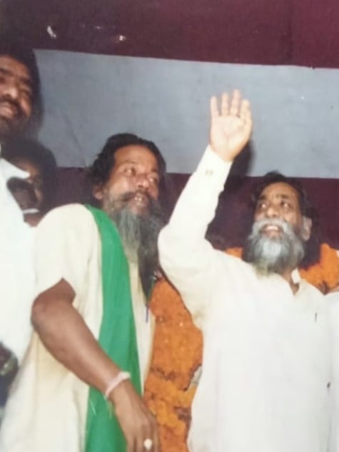 Shibu Soren during a rally conducted during an election