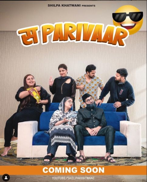 Shilpa Khatwani (standing, second from left) on the poster of her YouTube family series titled 