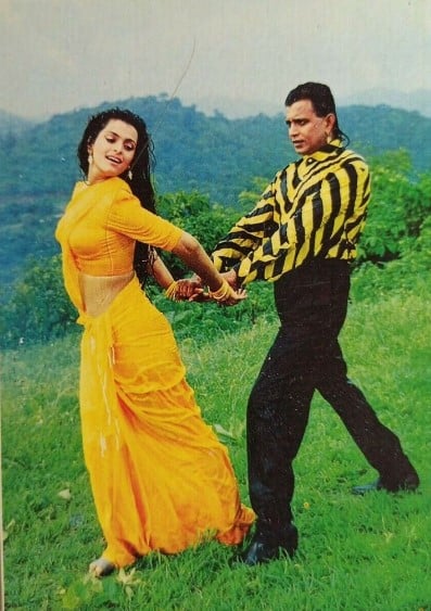 Shilpa Shirodkar with Mithun Chakraborty in a still from a film