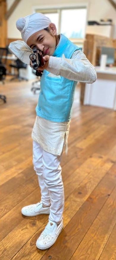 Shinda Grewal while learning shooting sport