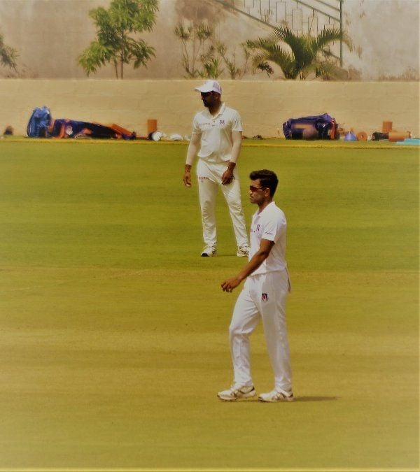 Shivam Mavi playing in a match for Uttar Pradesh team