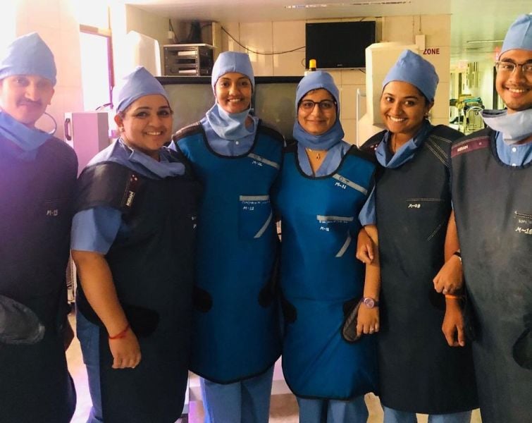 Shivani Pruthvi (third from left) practicing as a doctor