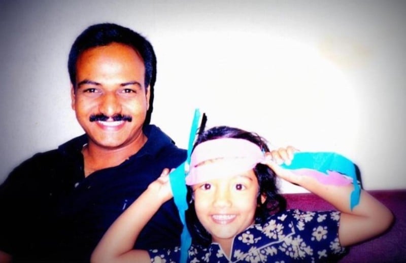 Shivani Pruthvi with her father, BS Pruthvi