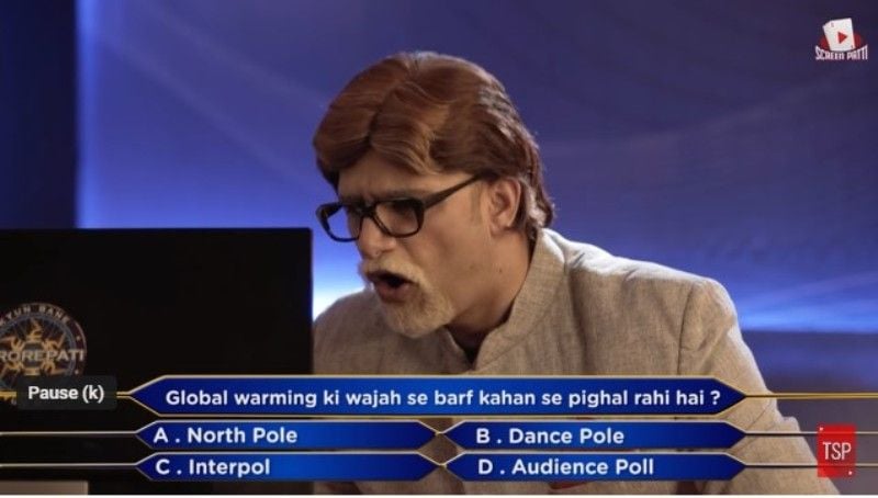 Shivankit Singh Parihar as Amitabh Bachchan in a still from the TSP comedy series Kyu Bane Crorepati (2017)