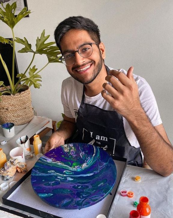 Shivesh attending a painting workshop