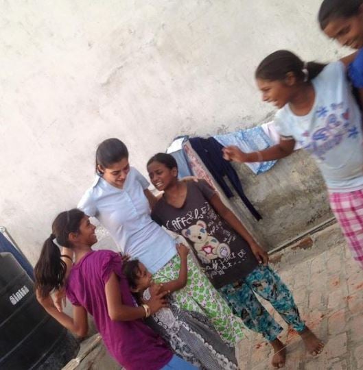 Shivjyoti Rajput with the needy children