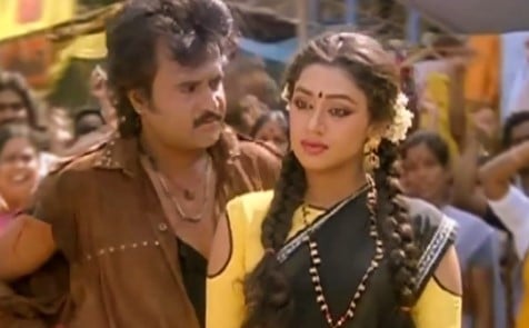 Shobana in a still from a film with actor Rajinikanth