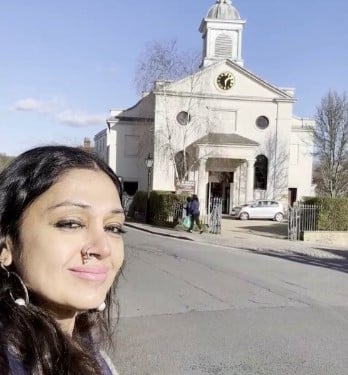 Shobana while enjoying a trip