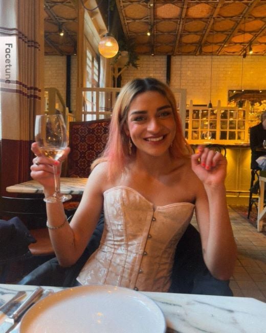 Shobhika Bali with an alcoholic drink