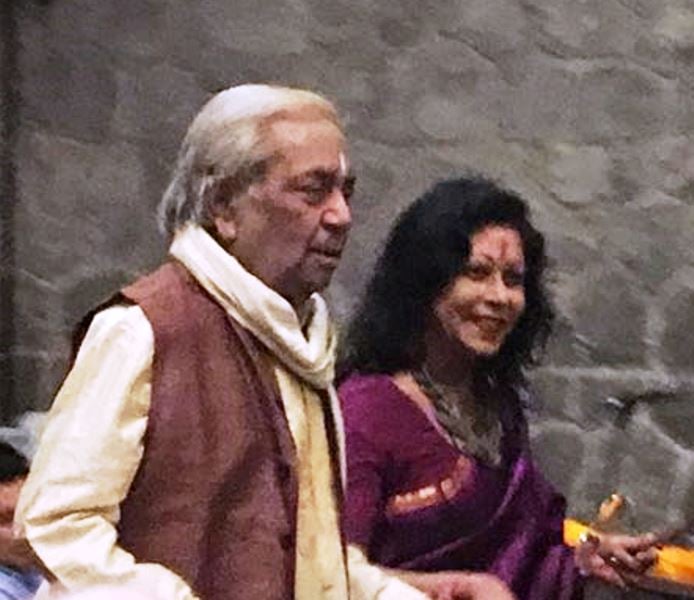 Shovana Narayan with her Guru Birju Maharaj in 2018