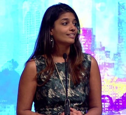 Shradha Agarwal while speaking at a conference in 2015