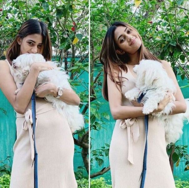 Shreya with her dog