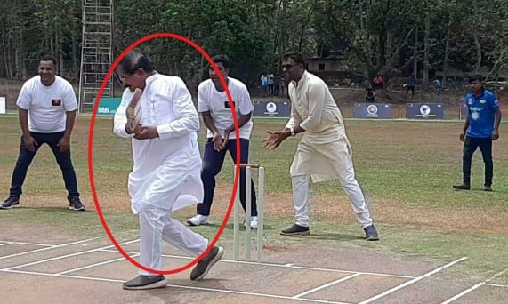 Shripad Naik while playing cricket