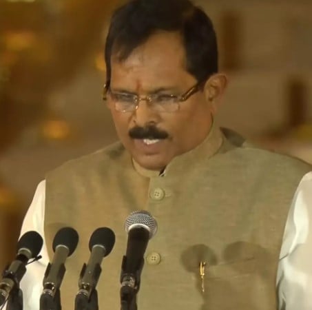 Shripad Naik while taking oath as a minister in the Third Narendra Modi ministry (June 2024)